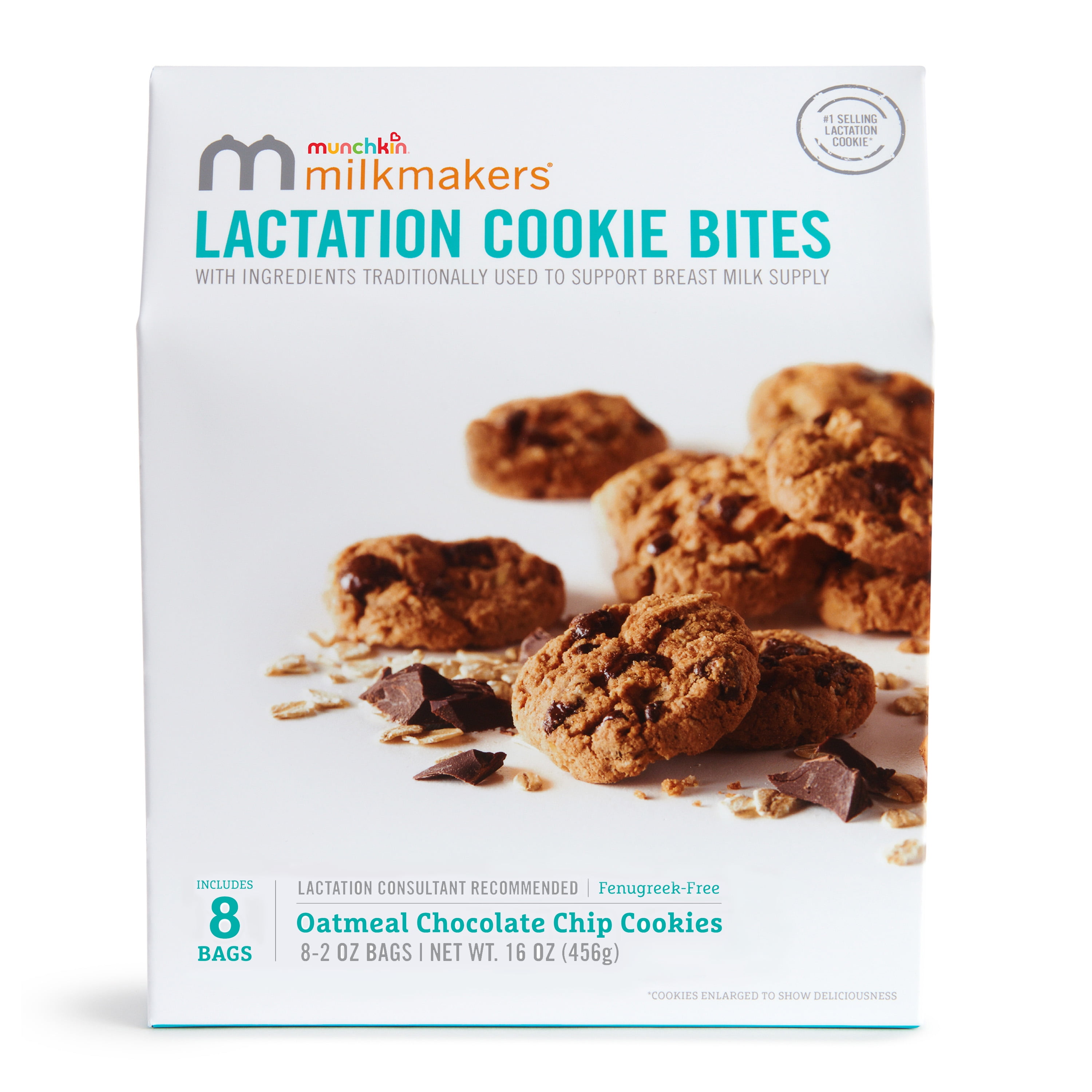 Munchkin Milkmakers Lactation Cookie Bites, Oatmeal Chocolate Chip, 8 Count