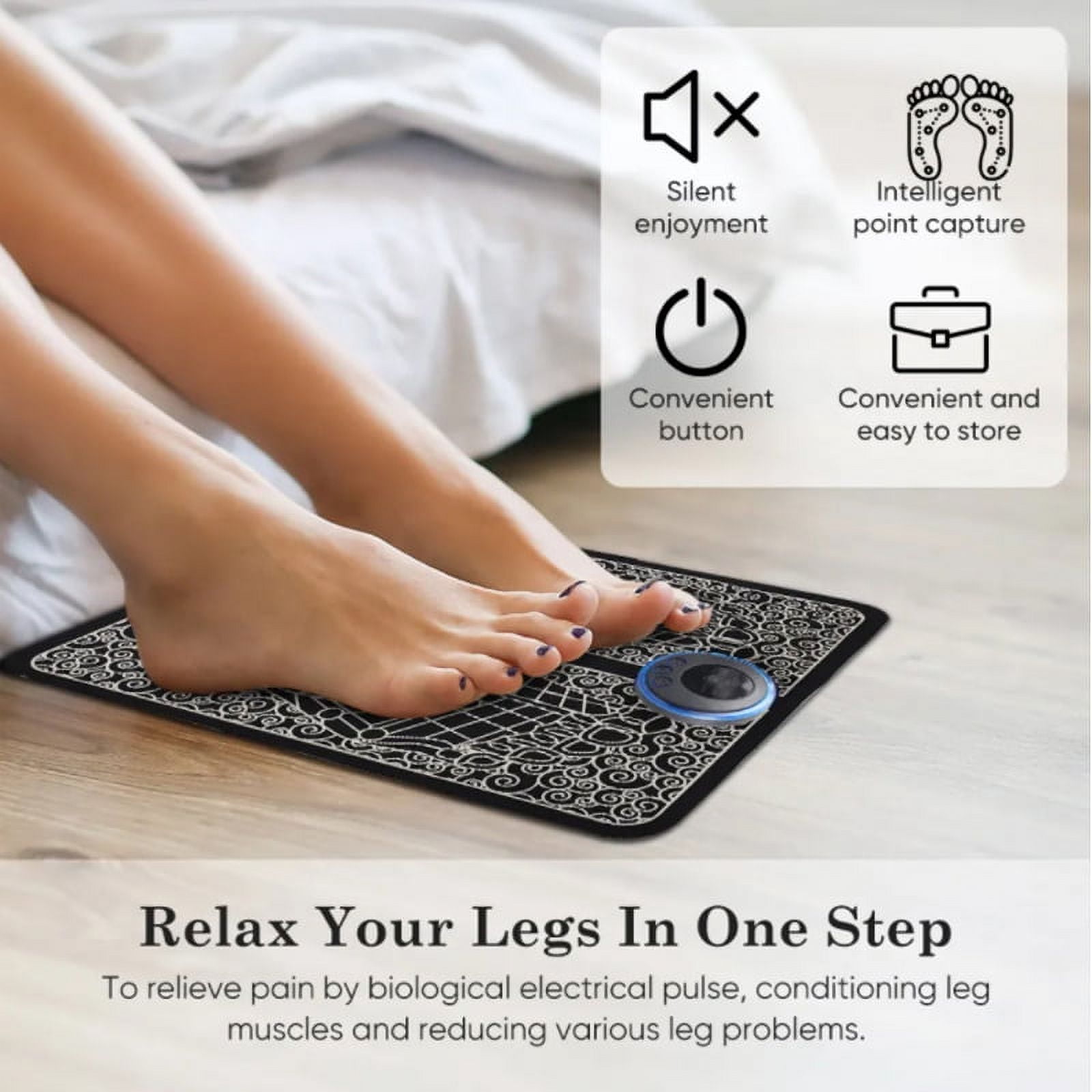 iKeener Foot Massager Electric Portable Massage Mat EMS Foot Stimulator with USB Charging Massage Cushion to Relieve Sore Feet,with Remote Control（2PCS)