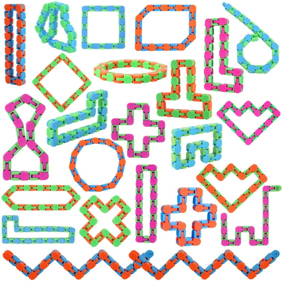 24 Pack Wacky Tracks Snap Click Fidget Toys Sensory Stress Relief Toys for Kids Adults Snake Toys Autism Stress Relief ADHD ADD Party Goodie Bags Fillers Stocking Stuffers