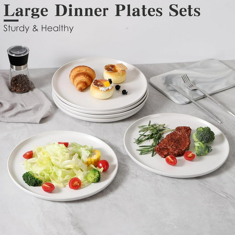 Ceramic White Dinner Plates Set of 6 for Kitchen 10.5 inch Large Serving Dishes Sesame Glaze Porcelain for Gifts Salad Pasta Scratch Resistant Walmart