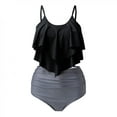 thumbnail image 2 of Pisexur Swimsuits for Women Two Piece Bathing Suits Ruffled Flounce Top with High Waisted Bottom Bikini Set, 2 of 3