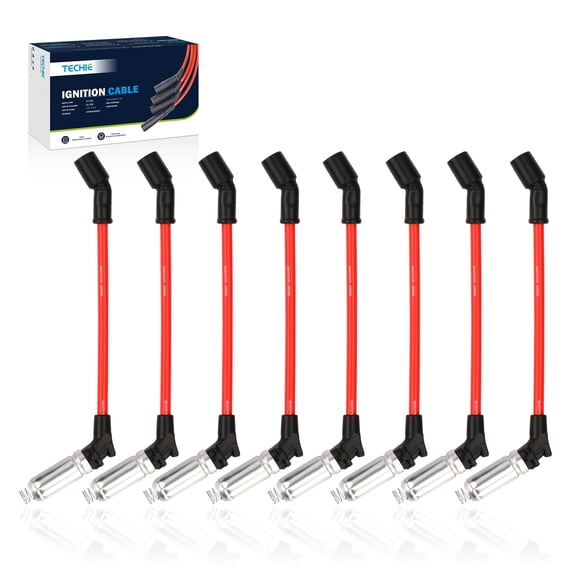 Techie Spark Plug Wires Set 9748GG 9748HH Compatible with Chevrolet Silverado Suburban Avalanche,GMC Sierra Yukon Escalade 4.8 5.3 6.0 6.2 V8 Engine Replace for 748UU 48322r