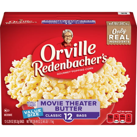 Orville Redenbacher's Movie Theater Butter Microwave Popcorn, 3.29 Ounce Classic Bag,