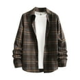 thumbnail image 2 of ZRGHAOYLQ Men's Button Down Regular Long Sleeve Plaid Flannel Casual Shirts Casual Lapel Collared Open Front Jackets with Pockets, 2 of 8
