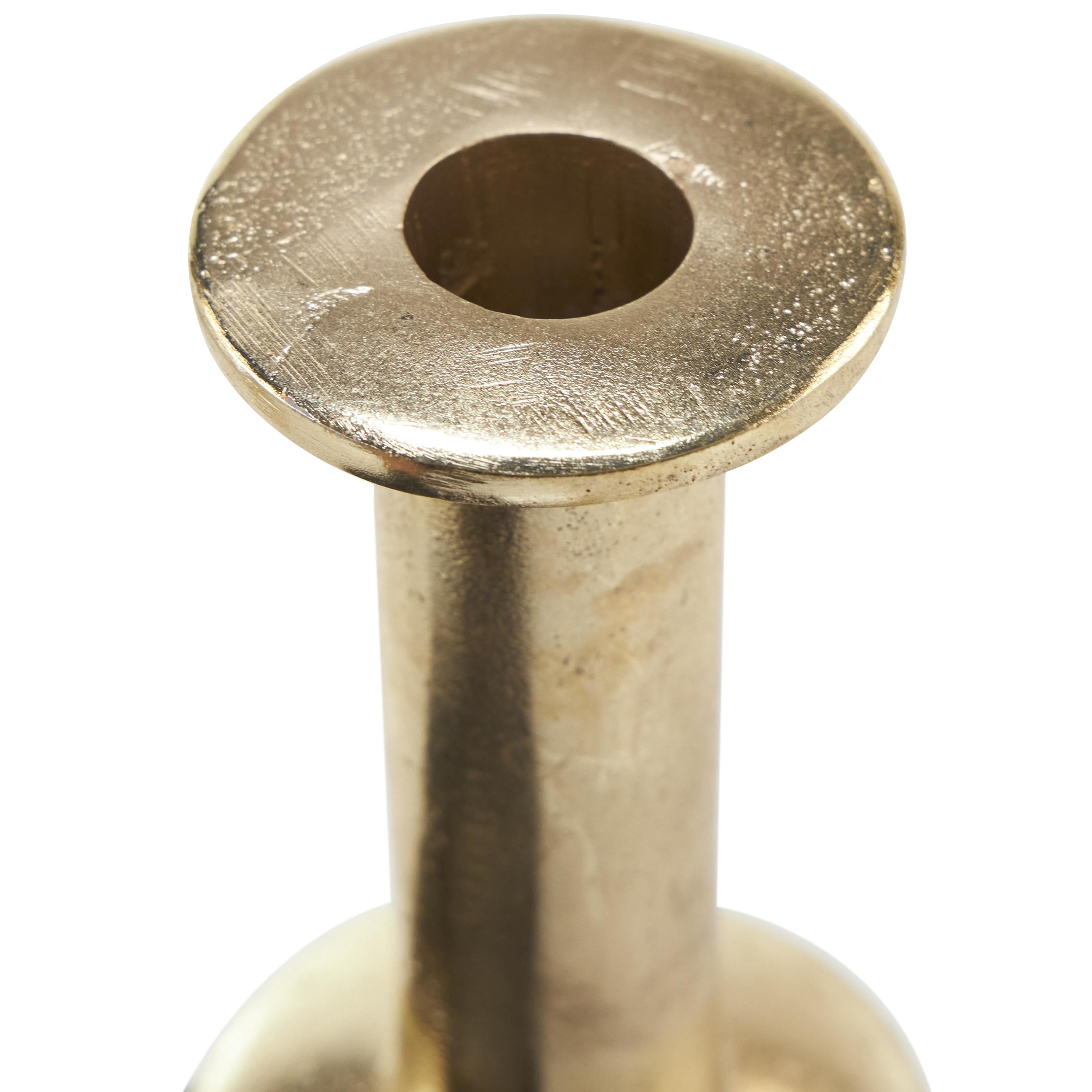 DecMode 2 Candle Gold Aluminum Metal Candle Holder with Rounded Bases, Set of 2