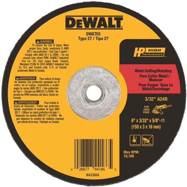Disco de corte y entallado DEWALT DW8755 15,24 cm x 2,38 mm