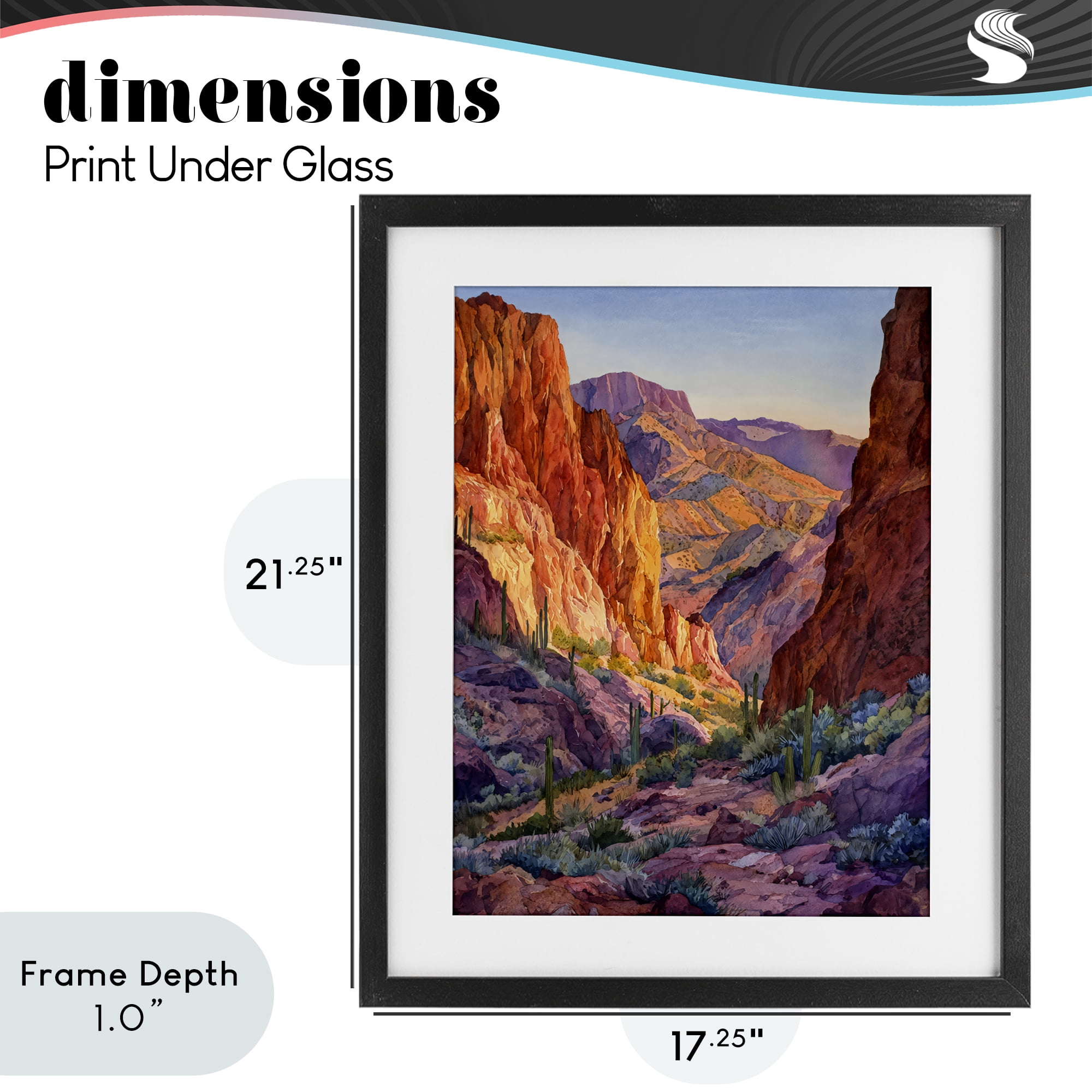 Stupell Industries Western Colors Canyon Black Framed Print Under Glass, design by Franklyn Gregory