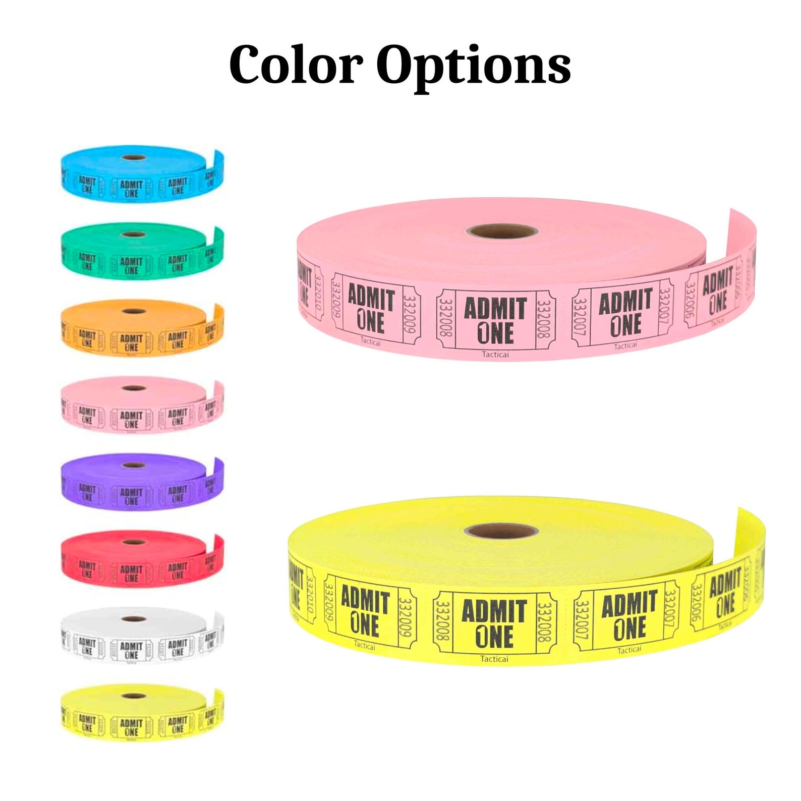 Raffle Tickets Roll Pink Yellow Pastel Admit One Ticket for Carnival Themed Party Decor Birthday Circus Party