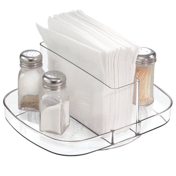 iDesign Plastic Linus Lazy Susan Turntable Napkin and Condiments Holder