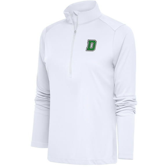Women's Antigua  White Dartmouth Big Green Tribute Half-Zip Pullover Top