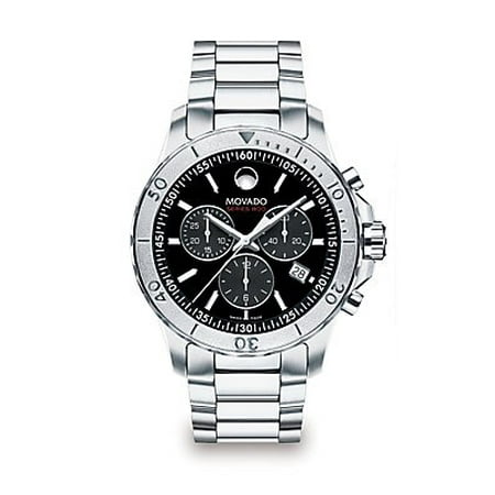 Movado Men's 42mm Steel Bracelet & Case S. Sapphire Swiss Quartz Black Dial Chronograph Watch 2600110