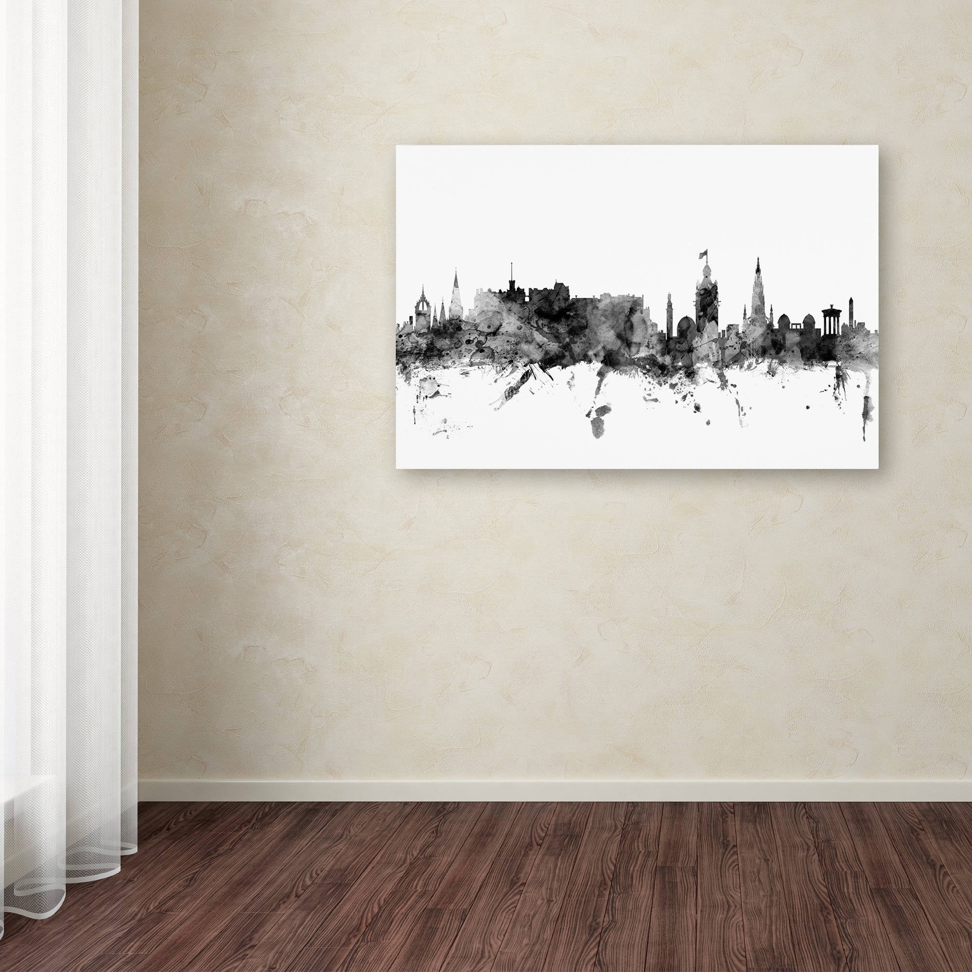 Trademark Fine Art "Edinburgh Scotland Skyline B&W" Canvas Art by Michael Tompsett