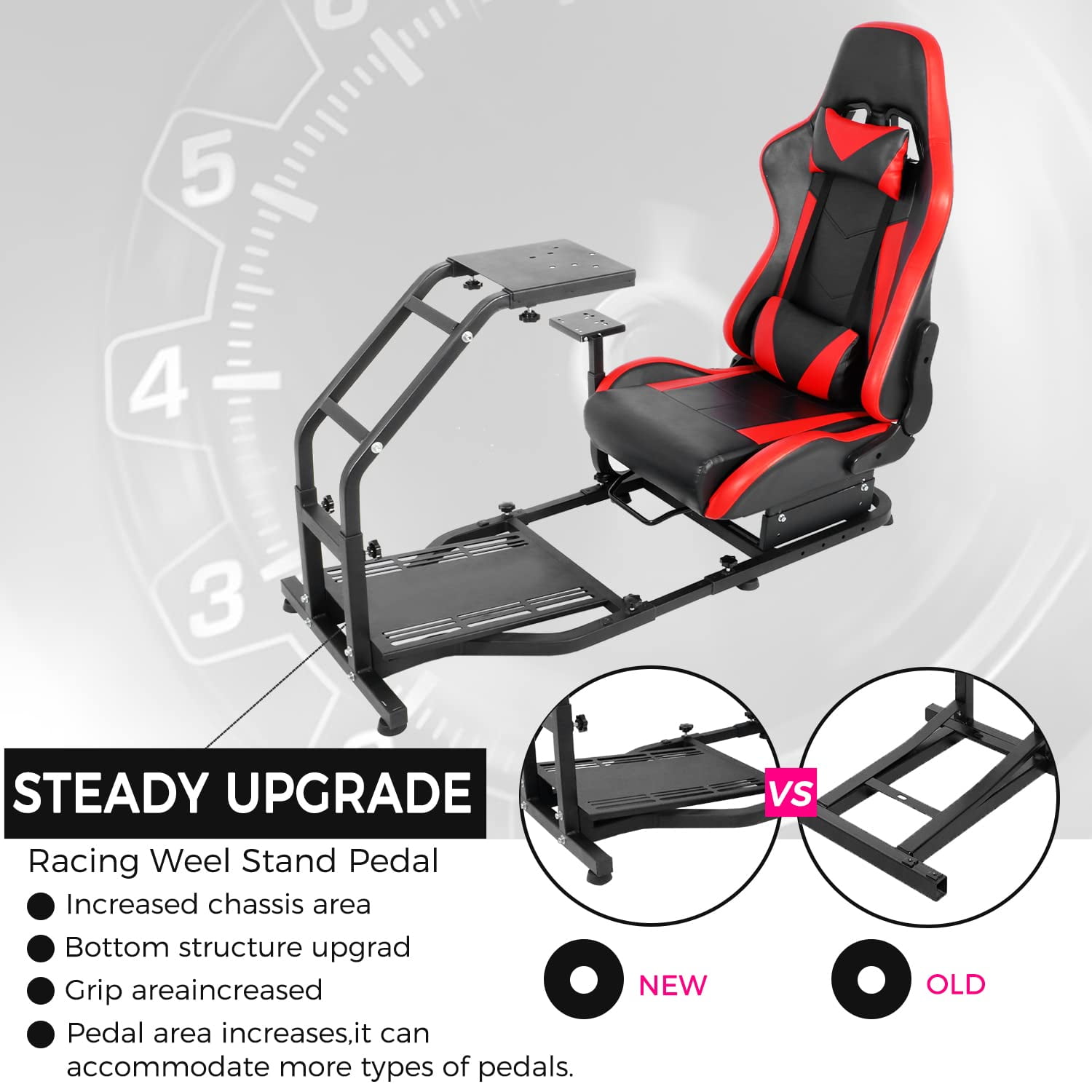 Minneer Simulator Driving Cockpit with Racing Black Seat Compatible with Logitech  G27/G29/G920/G923,Wheel and Pedals Not Include 