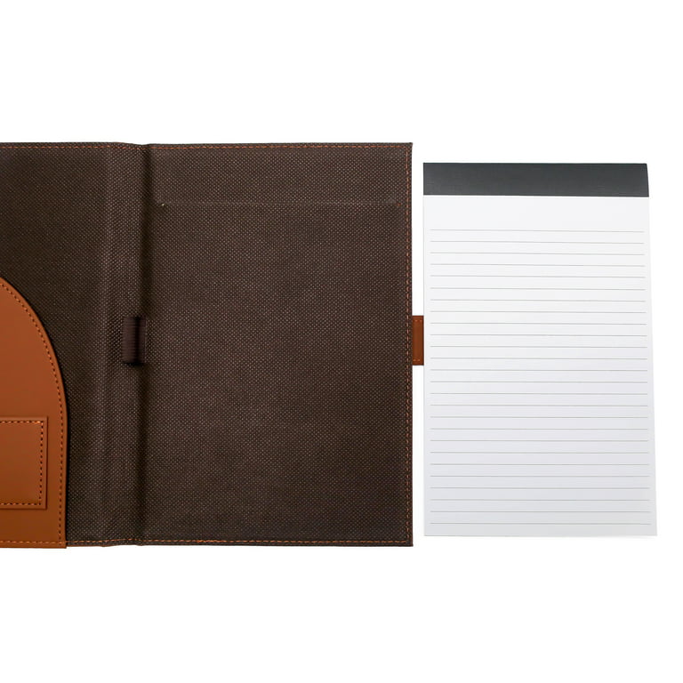 Pen+gear Bonded Leather Padfolio, Brown, 9.5 in x 12.25 in, 1 College Ruled Writing Pad Included