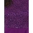 thumbnail image 5 of INSPIRE CHIC Women's Sequin Lace Dress Short Sleeve Bodycon Cocktail Midi Dress M Dark Purple, 5 of 6