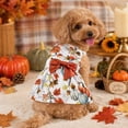 thumbnail image 2 of Dog Thanksgiving Outfit, Dog Dress with Bow, Cute Fall Pet Costume with Pumpkin Maple Leaves Printed, Pets Halloween Costume - X-Large, 2 of 7