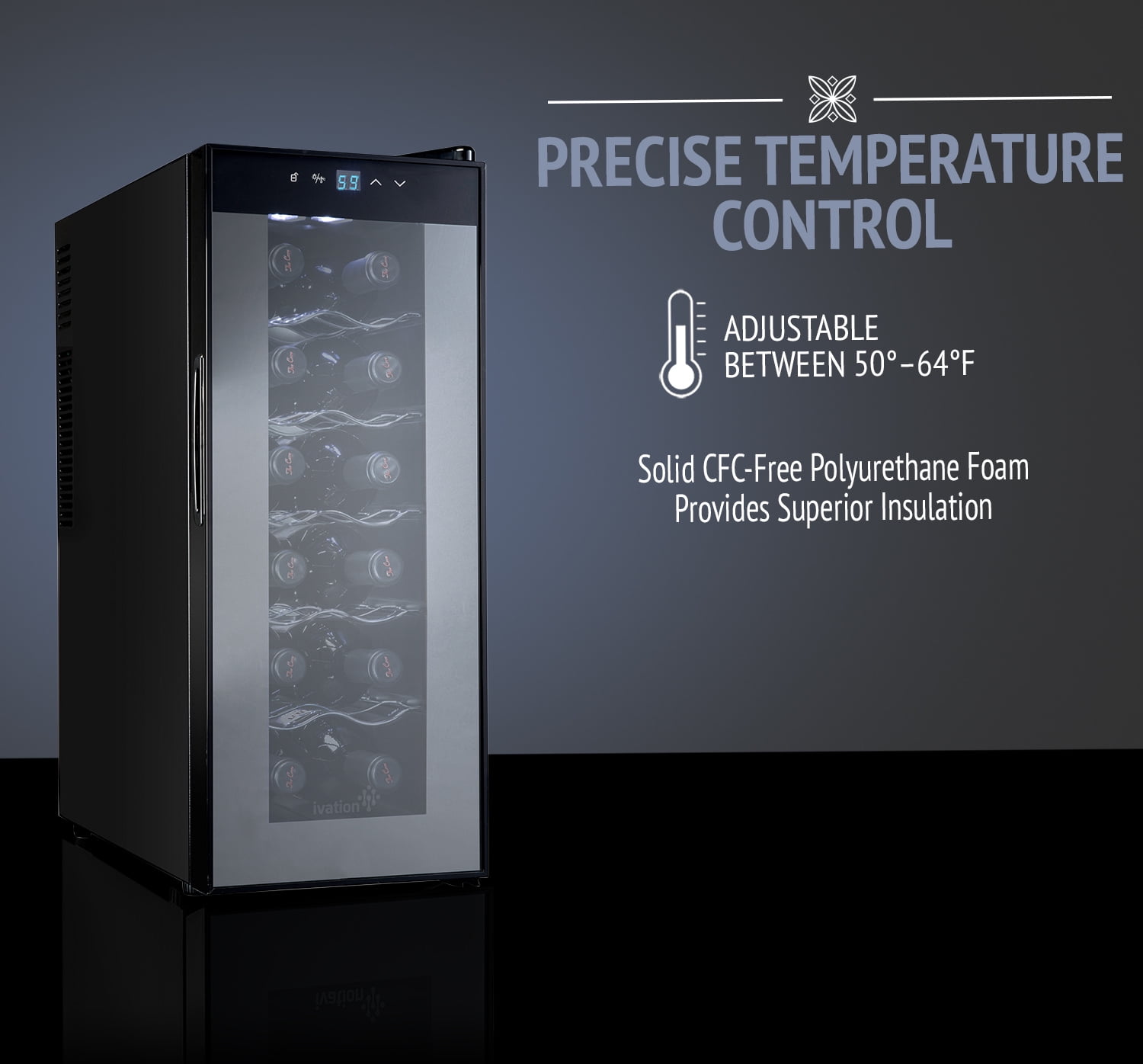 IVATION 12 Bottle Single Door Thermoelectric Wine Cooler