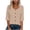 #0204-Khaki, variant on Womens Blouses Round Neck Three Quarter Sleeve Full Button Front Curved Hem Plain Womens Tees Loose Fit Daily Stretchy Daily Tops