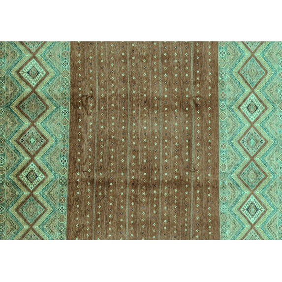 Ahgly Company Indoor Rectangle Abstract Turquoise Blue Modern Area Rugs, 6' x 9'