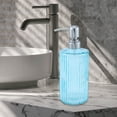 thumbnail image 6 of Unique Bargains 1 Pc Elegant Vertical Pattern Soap Pump Dispenser for Bathroom 16.9oz Blue Silver Tone, 6 of 6