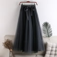 thumbnail image 4 of Tanhomme Women's Tulle Skirt A-Line High Low Asymmetrical Length Elastic Waist Tutu Skirts Women's A Line Tulle Party Dinner Tutu Skirt Brown Stretchy High Waisted Flared Skirt, 4 of 5