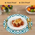 thumbnail image 4 of Teal Blue Geometric Round 13 Inch Placemats Set of 4, Modern Abstract Art Rhombus HeatResistant Non Slip Place Mats for Dining Table, Wipeable Braided Kitchen Table Mats for Housewarming, 4 of 9