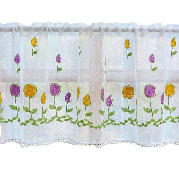 Bearachild Cortinas cortas decorativas de encaje con estampado de poliéster para cualquier pared que se mecen fácilmente con el viento. Decoración del hogar Como se muestra 150*60 cm