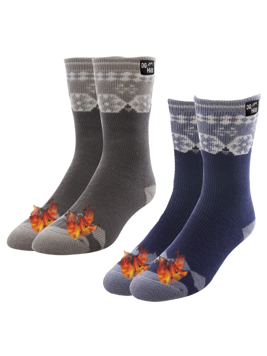 DG Hill Thermal Socks For Men, Heat Trapping Thick Thermal Insulated Winter Crew Socks, 2 Pack - image 3 of 9