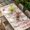 Pink Red Beige, variant on Butterfly Flower Table Cloths for 6 Foot Rectangle Tables, Farmhouse Country Pink Floral on Linen Patio Waterproof Elastic Fitted Tablecloths, Washable Rectangular Table Cover for Camping