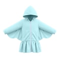 thumbnail image 5 of qolati Girls Swim Cover Up Robe One-Piece Swimsuit Long Sleeve Sun Protection Hooded Jacket Cute Butterfly Full Front Zipper Terry Cloth Absorbent Beach 2-11 Years Light Blue, 5 of 9