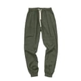 thumbnail image 4 of Men's Big & Tall Pants Cotton Linen Yoga Golf Beach Jogger Sweat Lounge Harem Pants Cropped Trousers Size M-5XL Army Green, 4 of 9