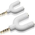 thumbnail image 1 of FlkwoH Kit divisor de auriculares estéreo, conector en forma de U de 3 pines de 3,5 mm a 2 auriculares + adaptador de 4 pines en forma de U, 1 of 2