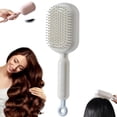 thumbnail image 1 of Brosse de Massage à Coussin Rétractable, Brosse de Massage à Coussin d'Air avec Poils Rétractables et Dents, Brosse à Cheveux Auto-Nettoyante Antistatique pour Tous Types de Cheveux et Perruques, Humide et Sec (Blanc), 1 of 7