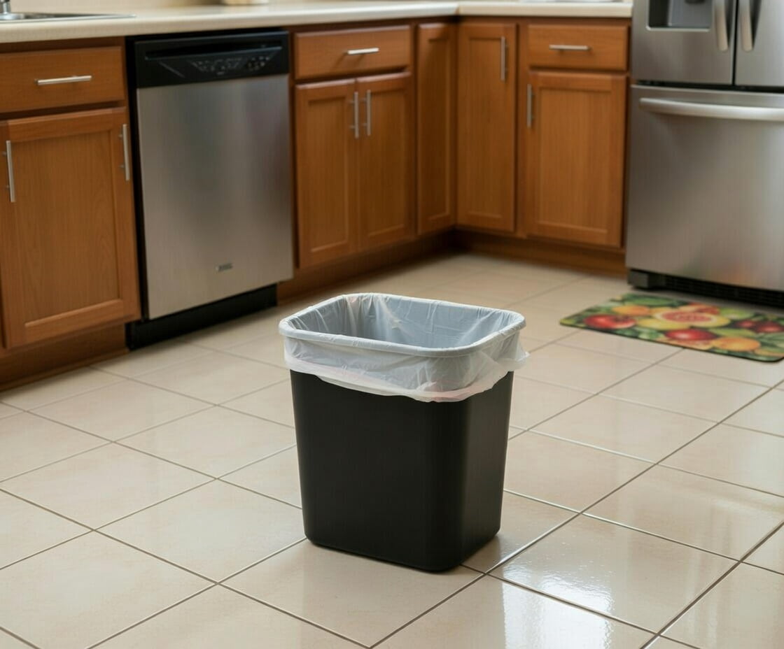 3.25 Gallon (13 Quart) Black Rectangular Plastic Open Top Wastebasket Trash Can - Durable Garbage Bin for Bathroom, Bedroom, Office and Home