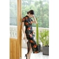 thumbnail image 2 of Robe Qipao en Satin pour Femme d'Été à Manches Courtes, Col Montant, Fente Basse, Style Ethnique, Élégante, Jupe Longue, 2 of 8