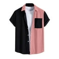 thumbnail image 1 of BOBOGOJP Chemises Décontractées pour Hommes Coton Coupe Régulière Manches Courtes, Rose L, 1 of 4