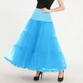 thumbnail image 4 of Ohufall Womens Layered Mesh Princess Skirts Fashion Solid Elegant Tiered Tulle Tutu Skirt Flowy Casual Elastic High Waist A-line Party Midi Skirts for Women, 4 of 8
