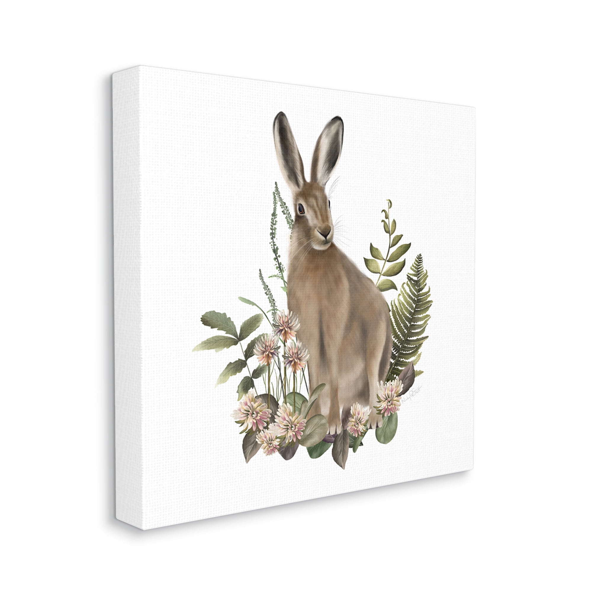 Stupell Industries Floral Bramble Hare Animals & Insects Painting Gallery Wrapped Canvas Art Print Wall Art, 36 x 36