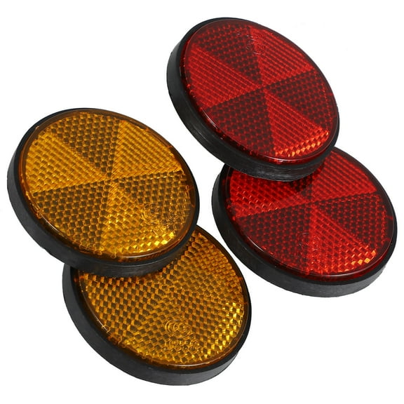 PBPBOX 4Pcs Assorted Color Plastic Reflectors for Car Vehicle Safety and Visibility