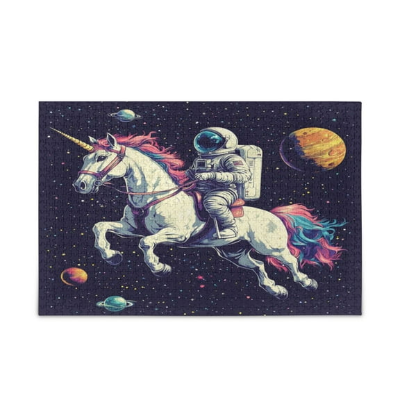 WOBOGO Astronauts Riding Unicorns Pattern Puzzle Challenge 500 Piece Jigsaw Suitable for Game Night Finished Size 20.5 x 14.9in