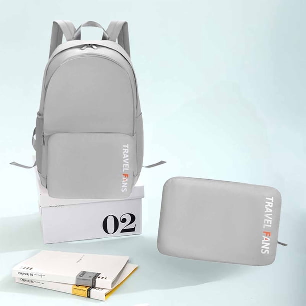 Mochila ligera plegable | Bolso de hombro de viaje plegable doble | Poliéster resistente al agua de gran capacidad | Múltiples bolsillos | Versátil para viajes, trabajo, exteriores | 33.5x20x47cm |
