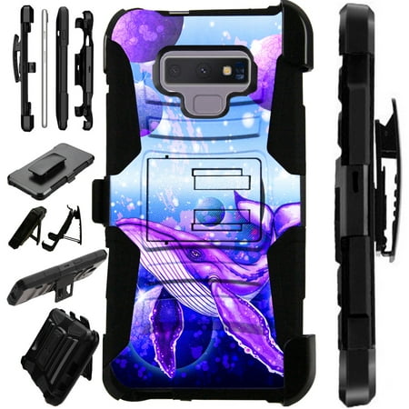 - For Samsung Galaxy Note 9 Case Armor Hybrid Silicone Cover Stand LuxGuard Holster (Purple Space Whale)
