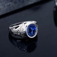 thumbnail image 4 of Gem Stone King Men's 925 Sterling Silver Oval Blue Created Sapphire Ring | 6.13 Cttw | Oval 12X10MM | Available 7,8,9,10,11,12,13, 4 of 5