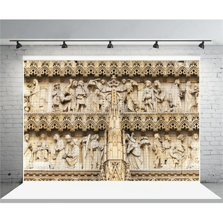 Image of 7x5ft Ancient Statue Backdrop Cathedral of Cologne Photography Background Vintage European Architecture Germany Travel Photo Shoot Studio Props Video Drop Drape