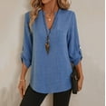thumbnail image 5 of Njagoc3 Womens Solid Color Denim Shirt, Button-Down, Long Sleeve, Casual Fall & Winter Top, 5 of 6