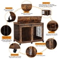 thumbnail image 2 of Ouyessir Dog Crate Furniture with Sliding Barn Door,Upgraded Large Wooden Dog Kennel End Table with Wheels and Flip-top Plate Dog House(Rustic Brown), 2 of 6