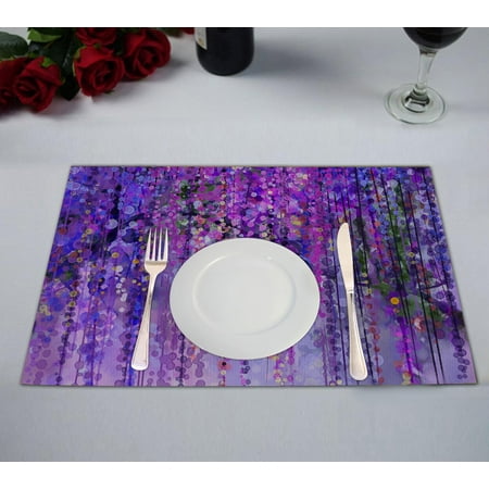

YKCG Wisteria Flowers Tree Purple Violet Floral Placemats Size 12x18 inches Set of 2
