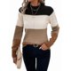 thumbnail image 1 of Suéteres de Bloque de Color para Mujer, Blusas de Larga con Cuello Alto, Suéter de Punto Holgado. Color Caramelo L, 1 of 7