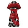 thumbnail image 5 of Red Lips Leopard Print Background Womens Shirt Dresses Women'S Short Sleeve Dress Turn-Down Collar Dress A Line Casuall Dress Oversize(XS-6XL), 5 of 7