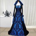 thumbnail image 1 of Women's Gothic Ruffle Bell Sleeve Corset Halloween Costume Plus Size Dress Pattern Print Necklace Trim Dress, 1 of 4